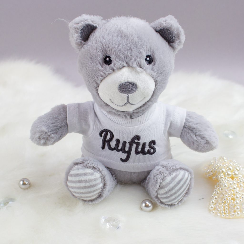 Personalised Grey Teddy Bear Baby Blanket Gift Box Heavensent Baby Gifts