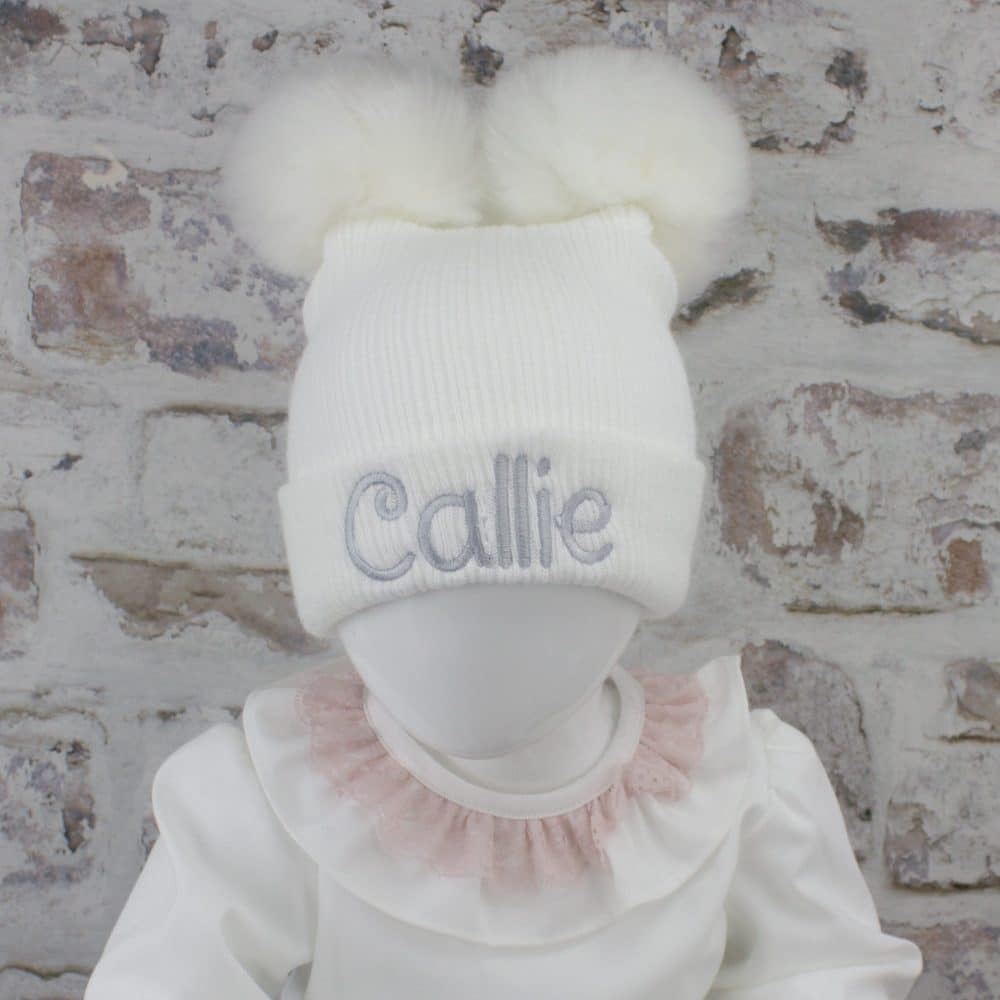 white fur baby hat