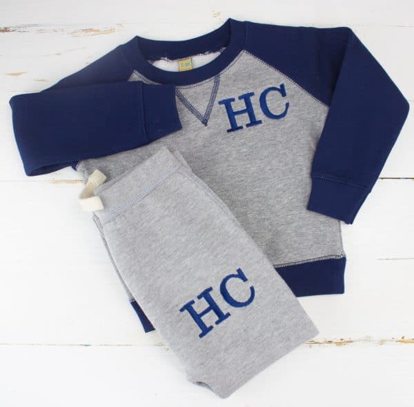 personalised initial baby tracksuit