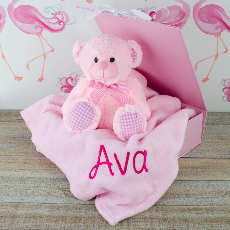 personalised pink teddy bear