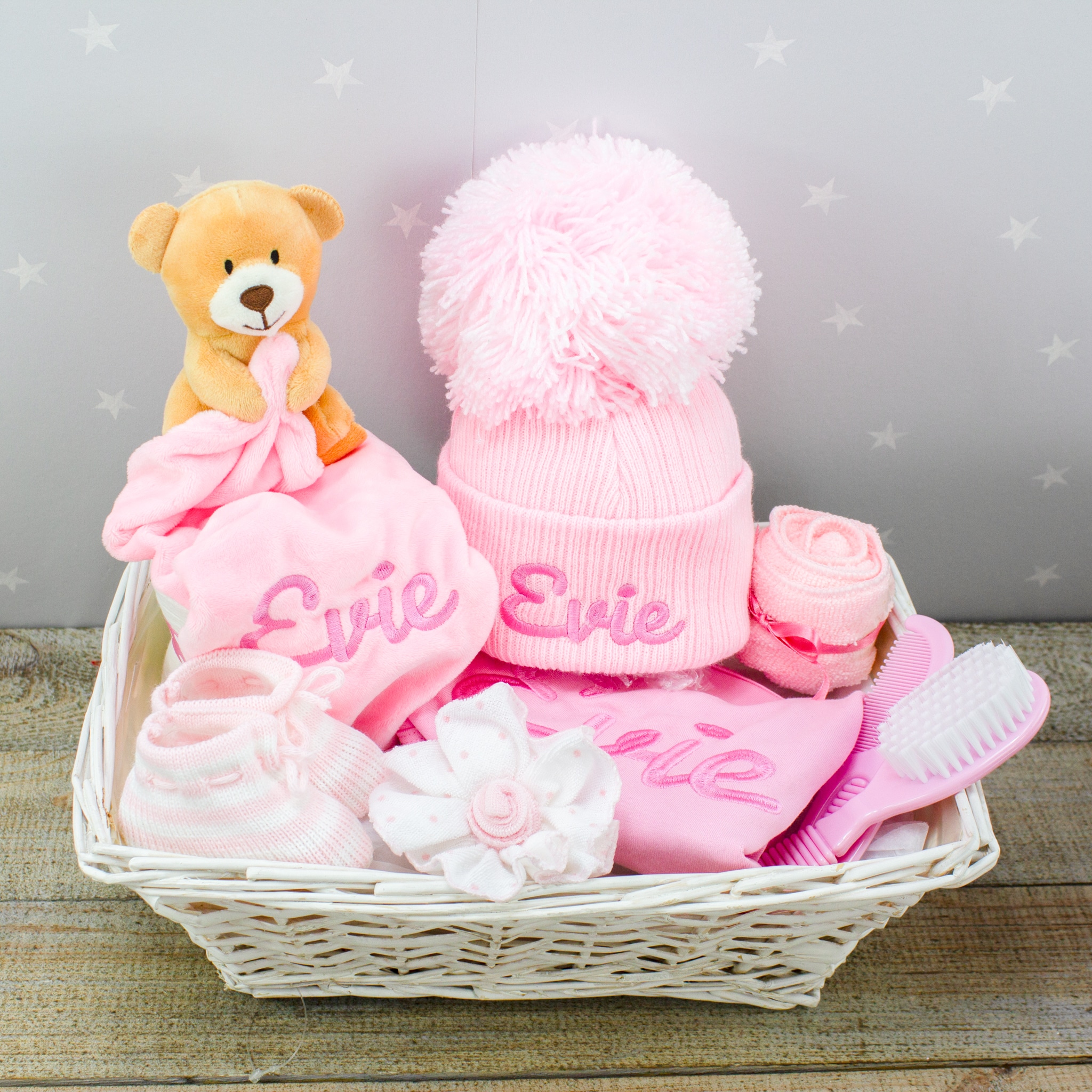 Personalised Baby Girl Essentials Gift Basket Heavensent Baby Gifts