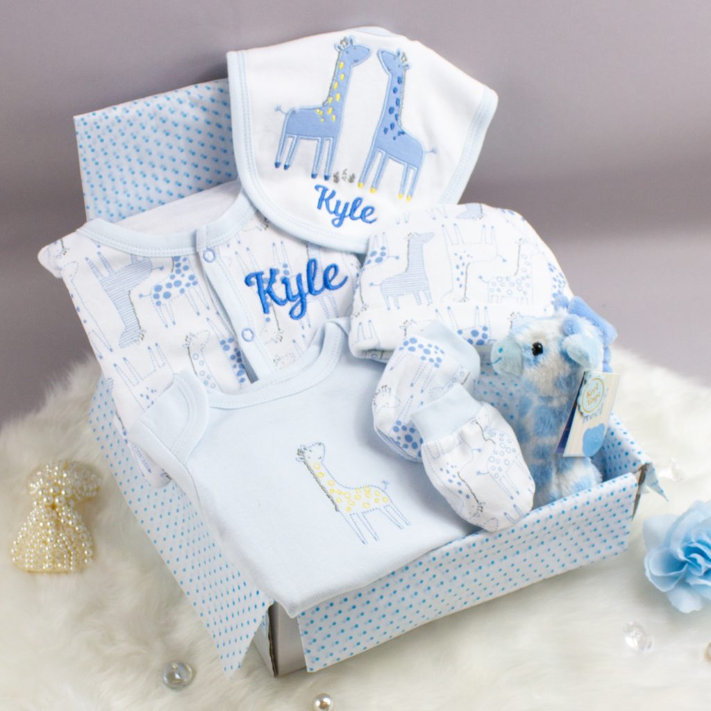 Personalised 'Jolly Giraffe' Baby Boy Gift Set - Heavensent Baby Gifts