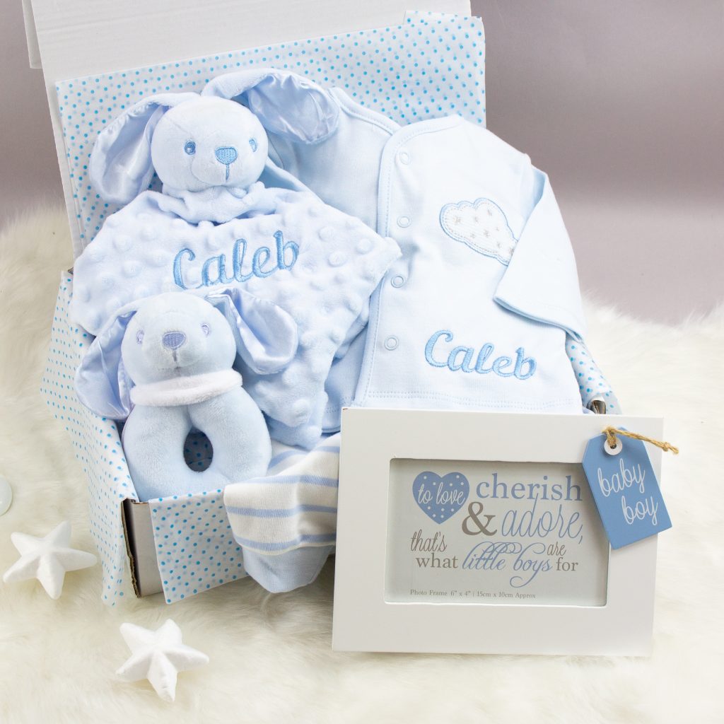 Personalised Baby Boy Bunny Baby Clothes Gift Set Heavensent Baby Gifts