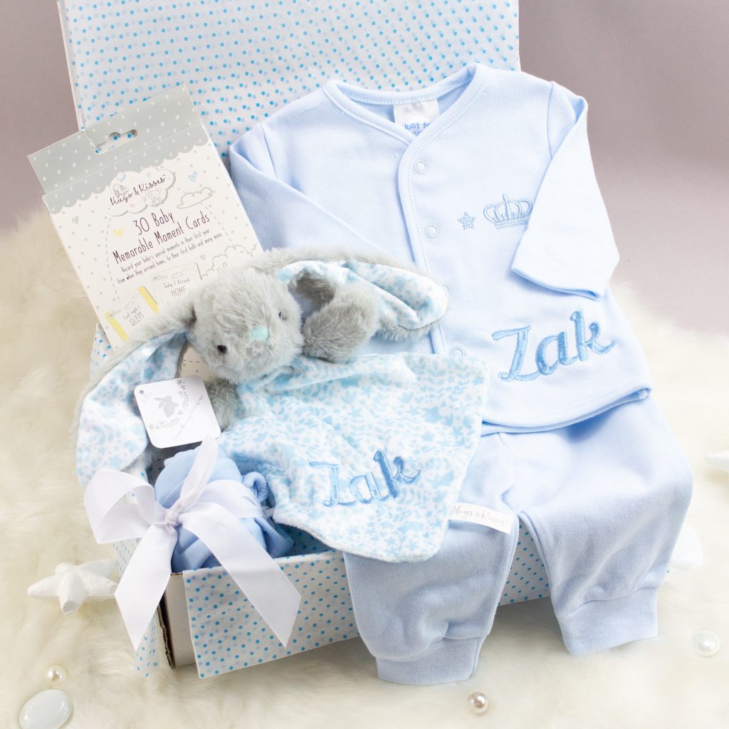 Personalised Baby Boy Bunny Baby Clothes Gift Set - Heavensent Baby Gifts