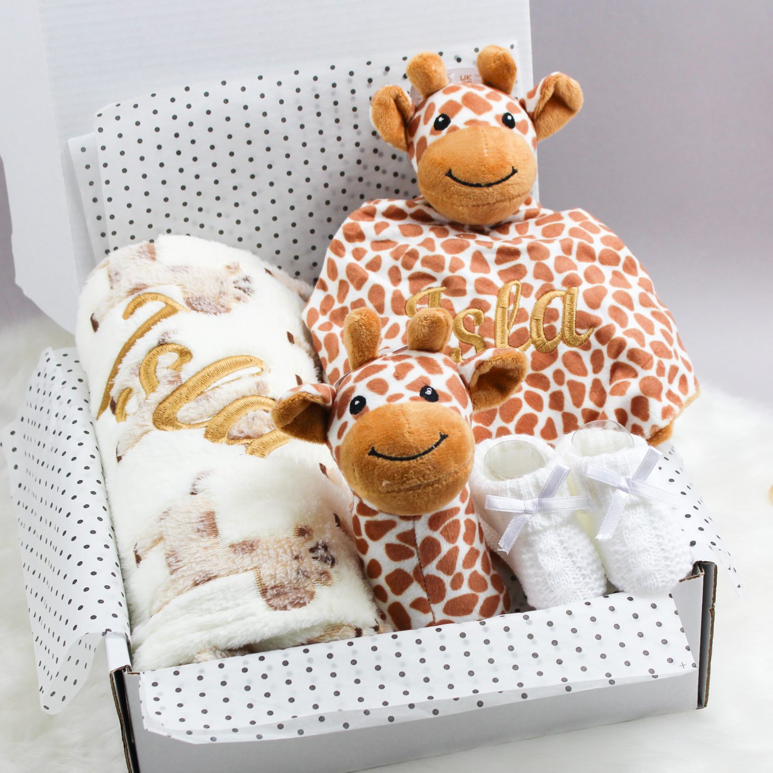 Personalised Neutral Giraffe Baby Gift Hamper - Heavensent Baby Gifts